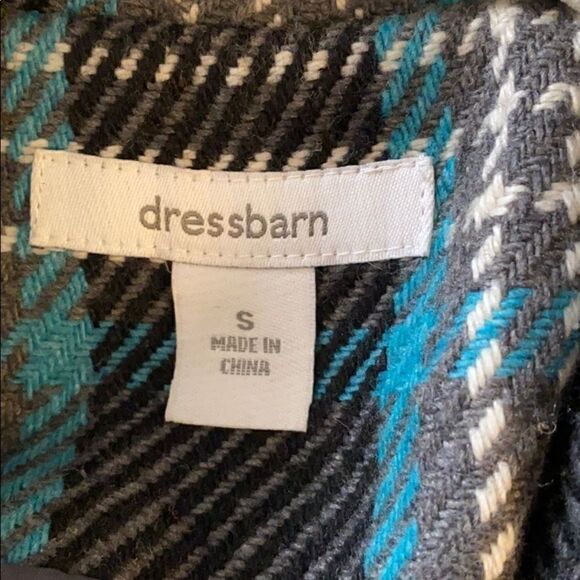 Dressbarn plaid Pea Coat teal/gray EUC size Small - Picture 9 of 11